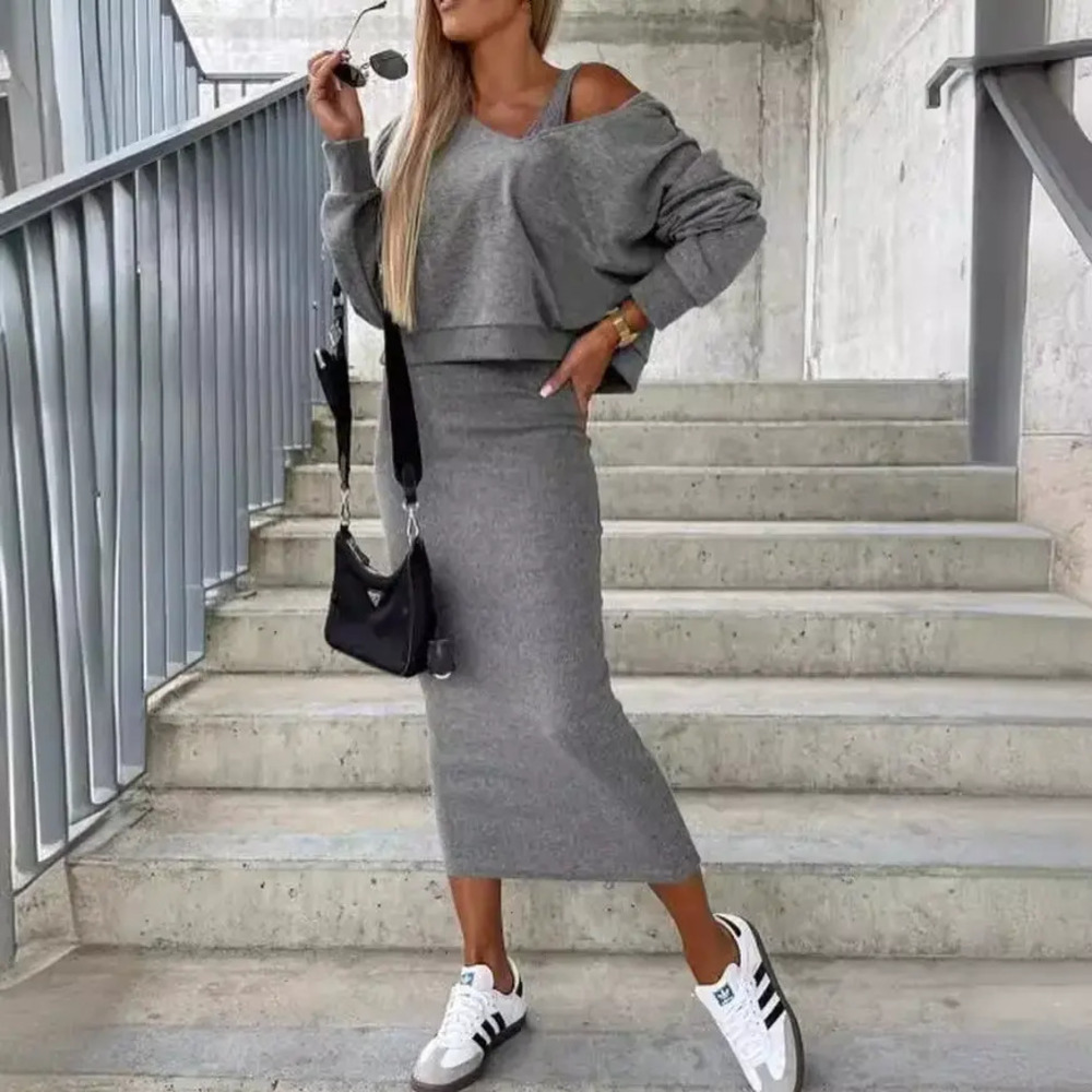Zara Autumn Winter Hoodie Jacket and Bodycon Skirt 2-Piece Set